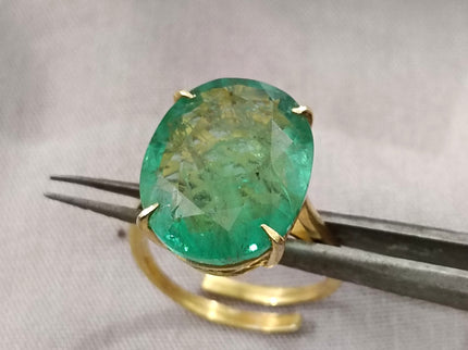 Natural Panjshir Emerald 13.36ct IGI Certified Medium Green Oval Cut Big Size Loose Stone