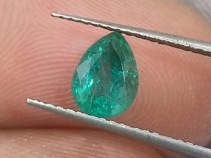 Certified 0.99ct Natural Zambian Emerald Stone Medium Deep Green Pear Cut