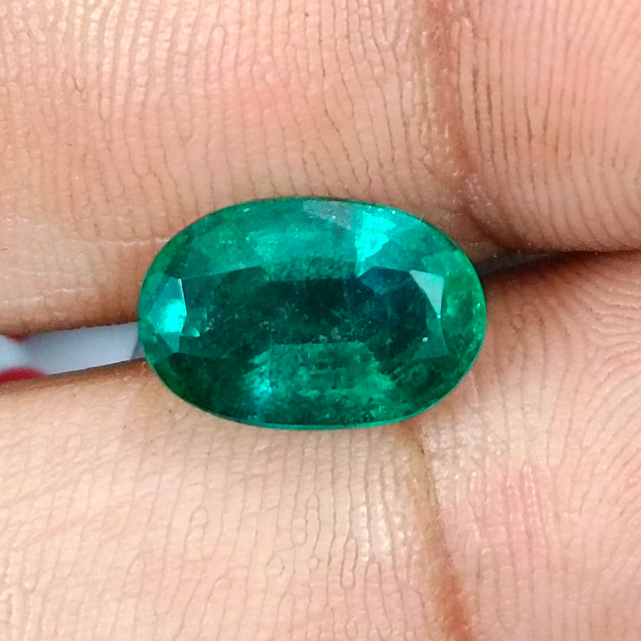 Certified 3.33ct Deep Green Zambian Emerald