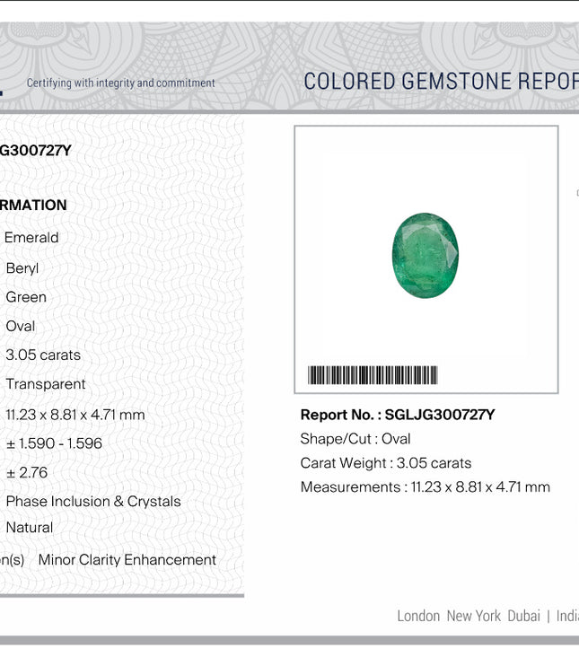 3.05ct Emerald Natural Zambia Medium Deep Green Oval Cut Loose Gemstone