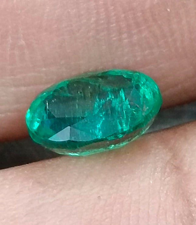Zambian Emerald 1.92ct Certified Natural Deep Vibrant Green Oval Cut Loose Gemstone