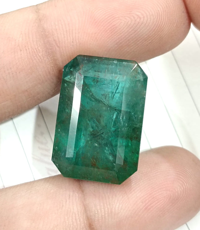 36.95ct Natural Emerald Deep Green Zambian Large Octagon Cut Loose Gemstone