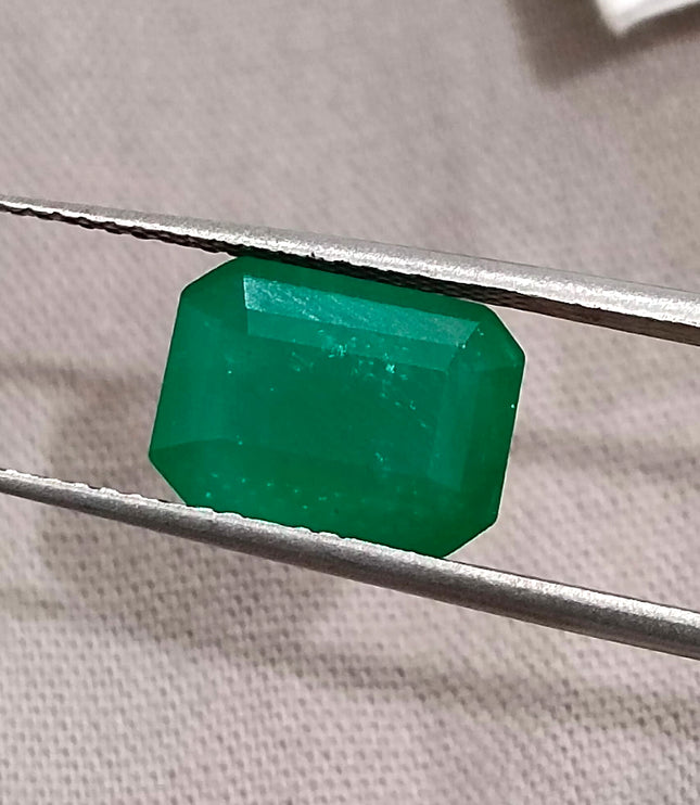 Zambian Emerald 3.29ct Deep Green Octagon Cut Gemstone
