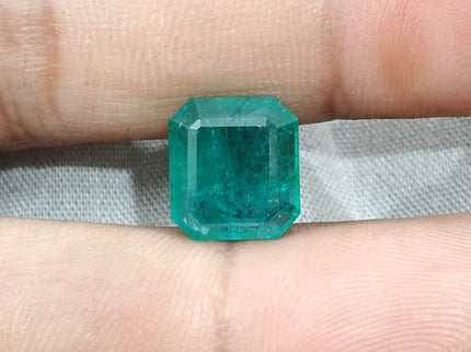 6.18ct Natural Emerald AGRL Certified Medium Deep Velvet Green Octagon Cut Gemstone