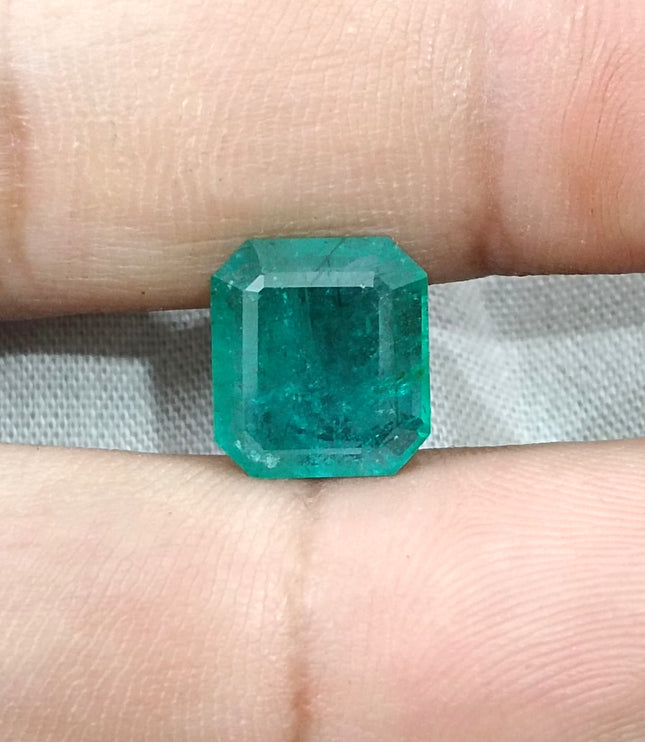 6.18ct Natural Emerald AGRL Certified Medium Deep Velvet Green Octagon Cut Gemstone