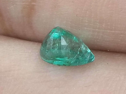 1.04ct Natural Emerald Medium Bluish Green GSI Certified Zambian Pear Cut Gemstone