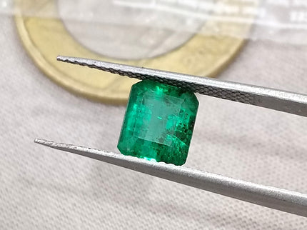1.85ct Natural Emerald Exceptional Top Green Octagon Cut Zambian Loose Gemstone
