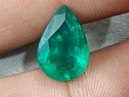Zambian Emerald 4.83ct Natural Certified Medium Deep Forest Green Pear Cut Loose Gemstone