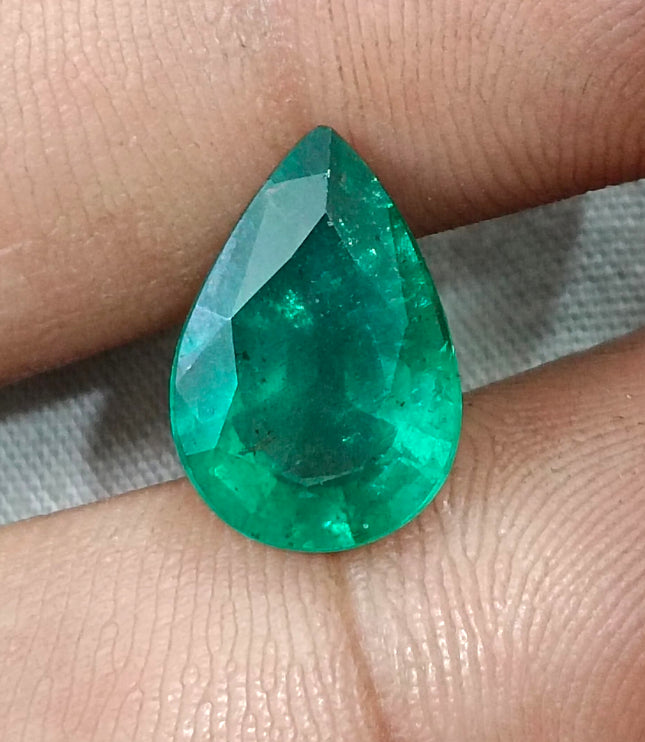 Zambian Emerald 4.83ct Natural Certified Medium Deep Forest Green Pear Cut Loose Gemstone