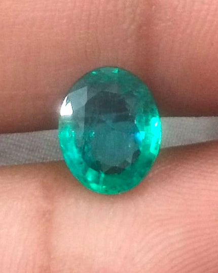 1.70ct GSI Certified Medium Deep Green Zambian Emerald Minor Oiled Loose Gemstone
