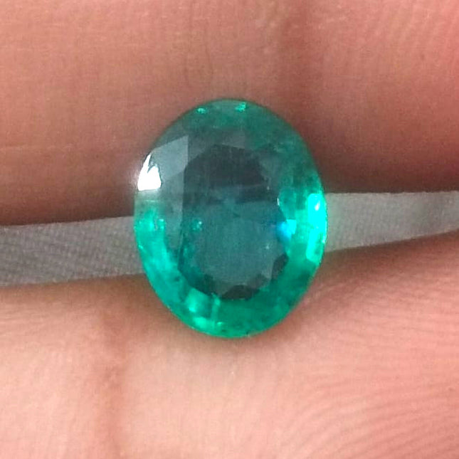 1.70ct GSI Certified Medium Deep Green Zambian Emerald Minor Oiled Loose Gemstone