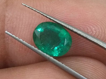 Certified 1.56ct Natural Zambian Emerald Deep Green Oval Cut Loose Gemstone