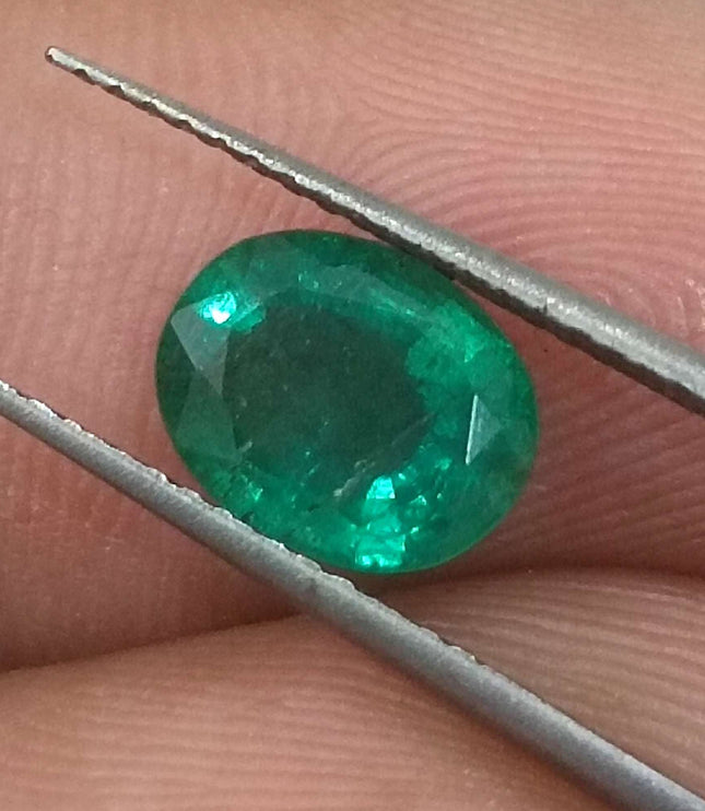 Certified 1.56ct Natural Zambian Emerald Deep Green Oval Cut Loose Gemstone