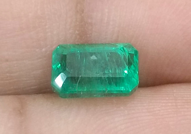 1.81ct GSI Certified Medium Deep Golden Green Zambian Emerald Minor Oiled Loose Gemstone
