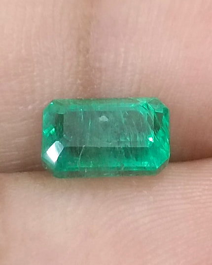 1.81ct GSI Certified Medium Deep Golden Green Zambian Emerald Minor Oiled Loose Gemstone