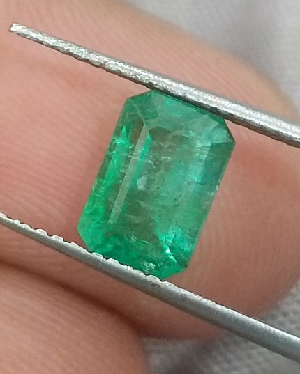1.81ct GSI Certified Medium Deep Golden Green Zambian Emerald Minor Oiled Loose Gemstone