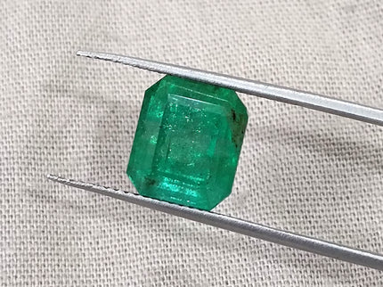 Zambian Emerald 4.77ct Natural Medium Deep Mystic Green Octagon Cut Loose Gemstone