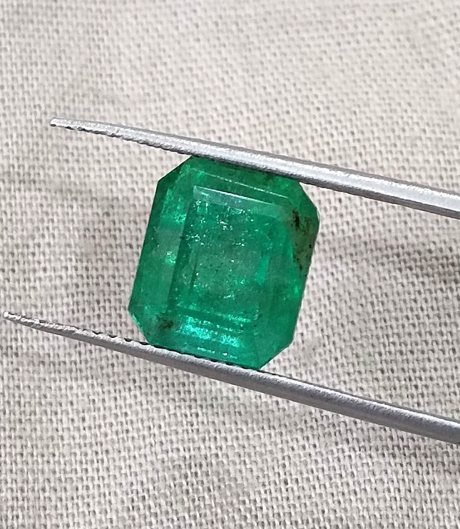 Zambian Emerald 4.77ct Natural Medium Deep Mystic Green Octagon Cut Loose Gemstone