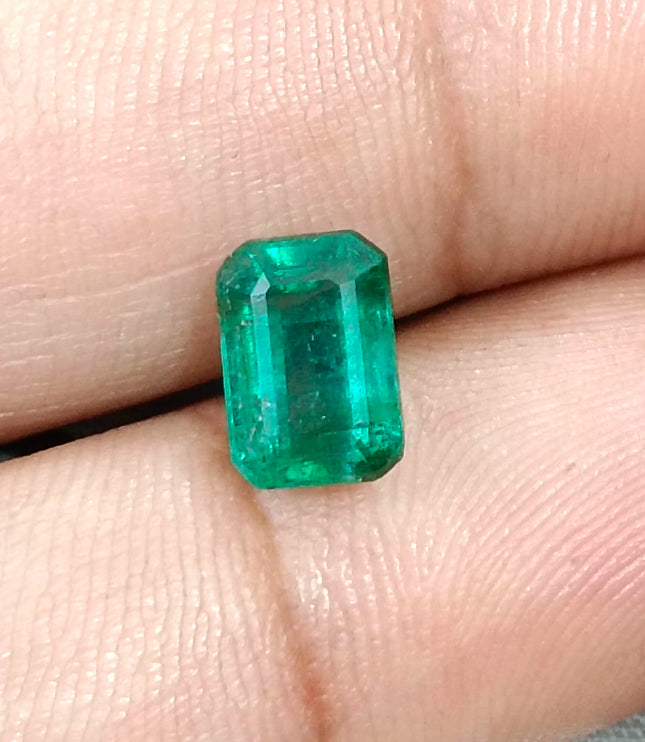 2.00ct Deep Green Zambian Emerald Certified Natural Octagon Cut Gemstone