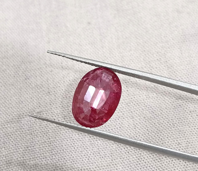 3.42ct Untreated Natural Mozambique Ruby Merlot Red Oval Cut Loose Stone