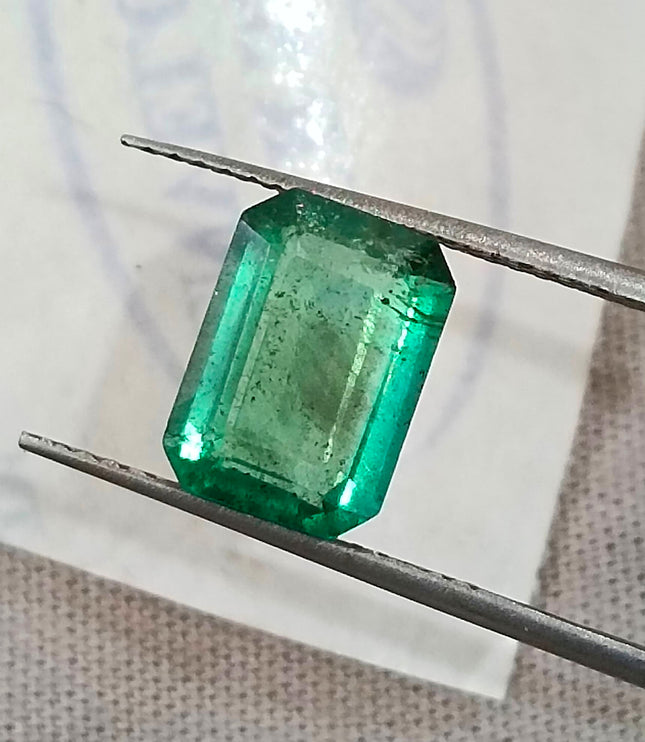 2.32ct Zambian Emerald, Natural Medium Light Green Octagon Cut Loose Gemstone