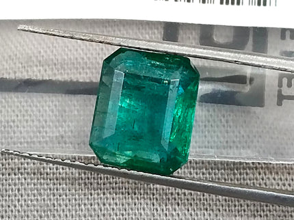 Zambian Emerald 3.38ct Natural Certified Medium Deep Green Octagon Cut Gemstone