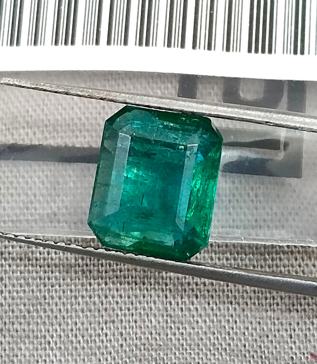 Zambian Emerald 3.38ct Natural Certified Medium Deep Green Octagon Cut Gemstone