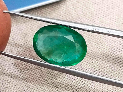 1.88ct Natural Emerald Zambia Medium Deep Green Oval Cut Earth Mined Gemstone