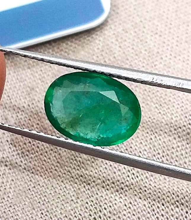 1.88ct Natural Emerald Zambia Medium Deep Green Oval Cut Earth Mined Gemstone