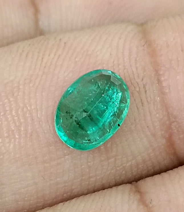 Zambian Emerald 1.82ct Certified Natural Medium Sea Green Oval Cut Loose Gemstone