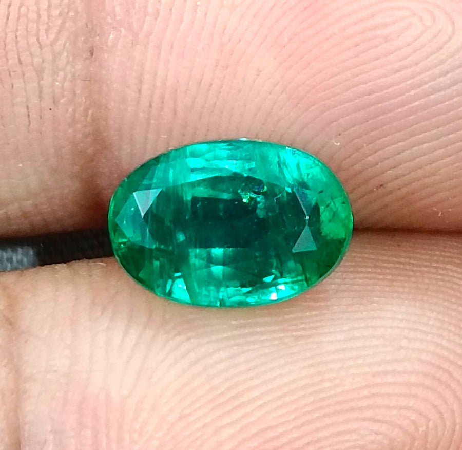 3.02ct Zambian Emerald, Certified Natural Deep Vivid Green Oval Cut Loose Gemstone