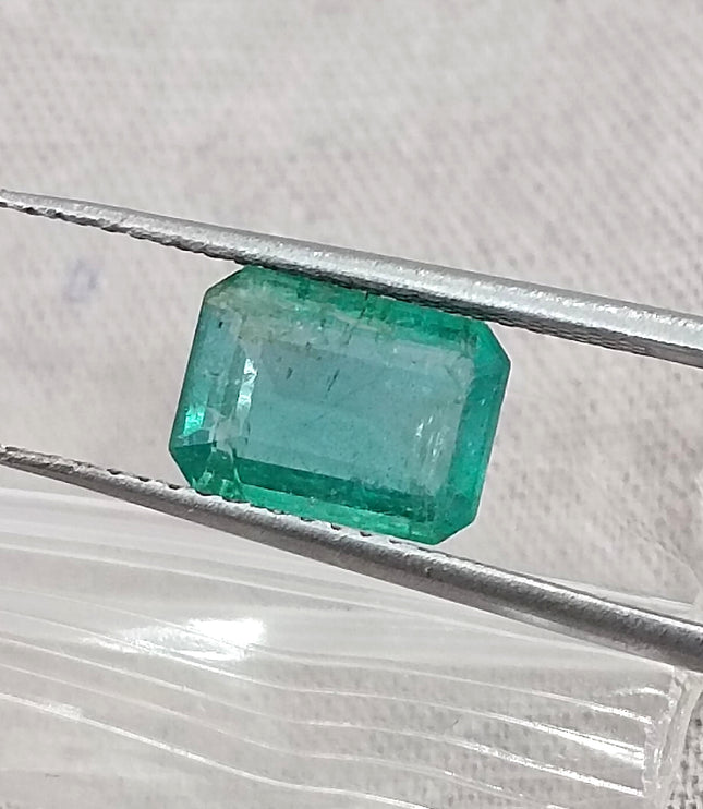 1.45ct Natural Emerald Medium Green Zambian Octagon Cut Loose Gemstone