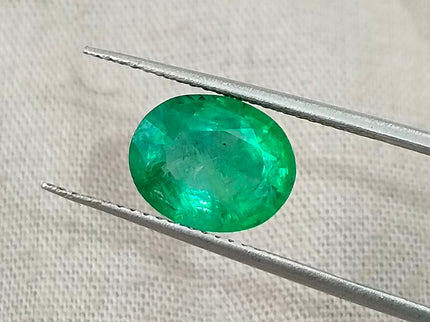 Zambian Emerald 2.40ct Neon Green Natural Certified Oval Cut Loose Gemstone
