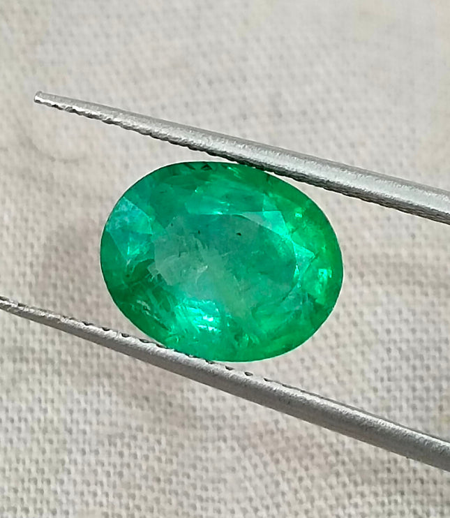 Zambian Emerald 2.40ct Neon Green Natural Certified Oval Cut Loose Gemstone