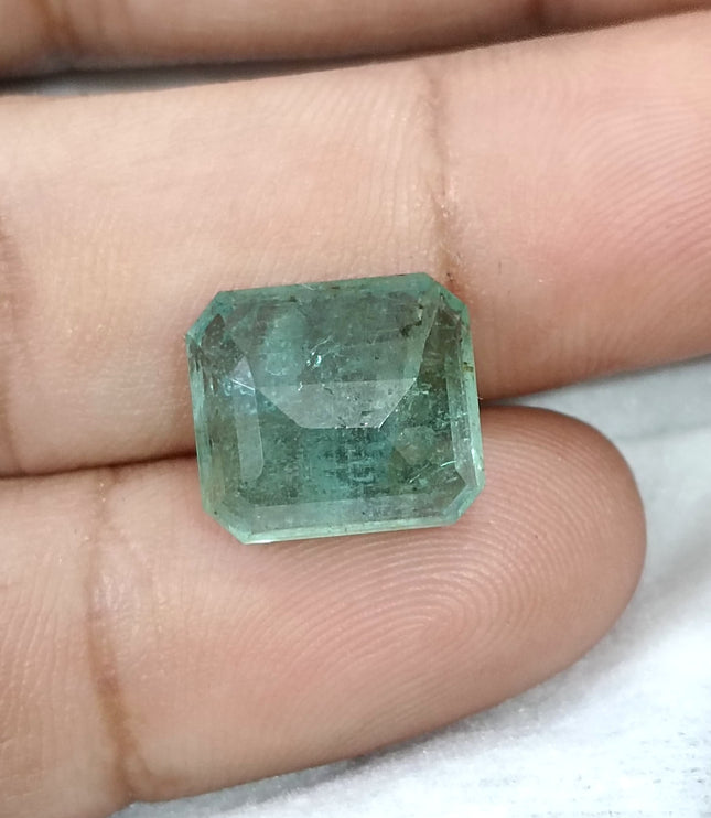 10.10ct Natural Emerald AGRL Certified Pastel Green Octagon Cut Loose Gemstone