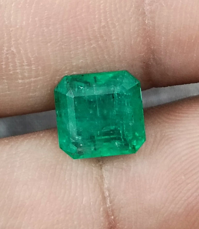 Zambian Emerald 3.53ct Bright Shamrock Green Natural Certified Octagon Cut Loose Stone