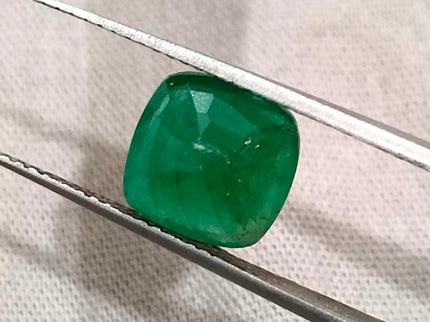 Zambian Emerald 2.87ct Natural Deep Pure Green Cushion Cut Loose Gemstone