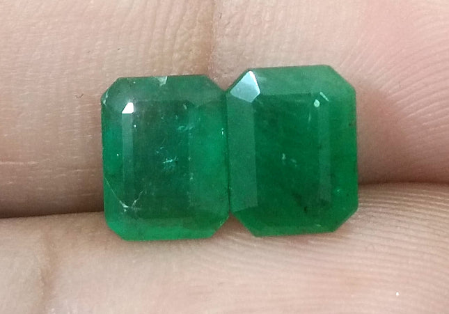 3.63ct/2pcs Emerald Cut Zambian Emerald Pair Natural Loose Gemstones