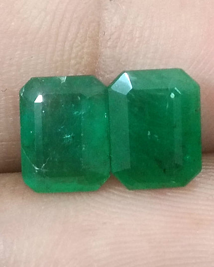 3.63ct/2pcs Emerald Cut Zambian Emerald Pair Natural Loose Gemstones