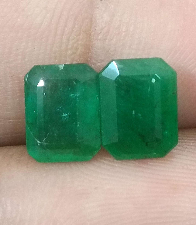 Natural Emerald Pair 3.63ct/2pcs Zambian Origin Loose Gemstones