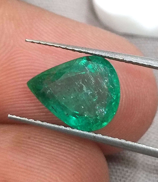 Certified 2.65ct Natural Zambian Emerald, Deep Pure Green Stone.