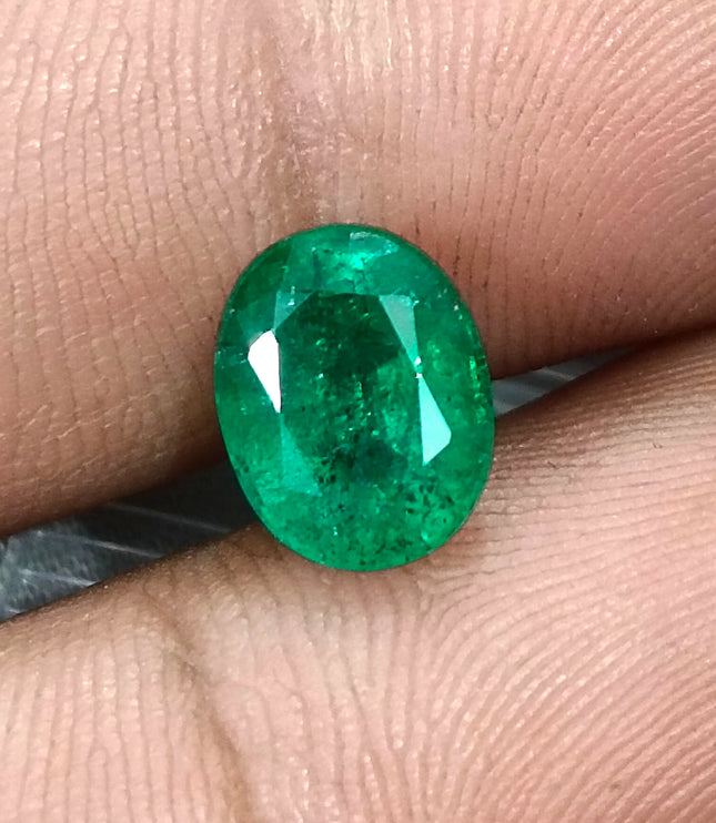 Zambian Emerald 2.76ct Certified Natural Deep Golden Green Oval Cut Loose Gemstone