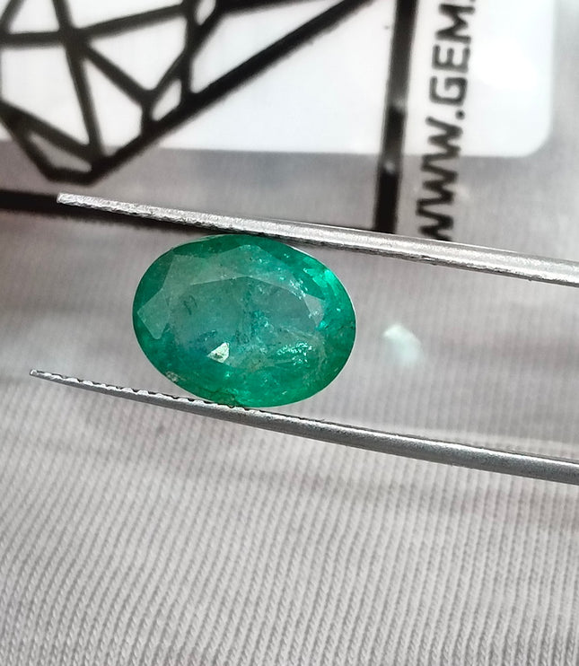 Natural Emerald 3.82ct Certified Zambian Medium Green Oval Cut Loose Stone