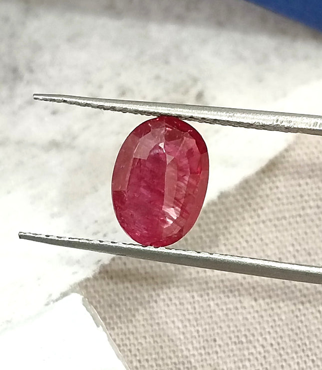 1.74ct Unheated Mozambique Ruby SGL Certified Wine Red Oval Cut Loose Gemstone