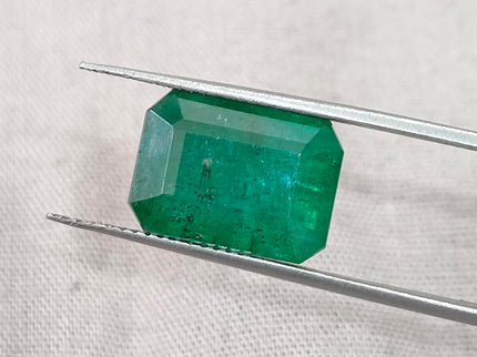 Zambian Emerald 7.75ct Certified Natural Dark Green Octagon Cut Loose Gemstone