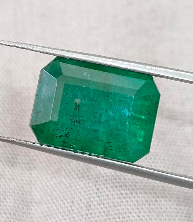 Zambian Emerald 7.75ct Certified Natural Dark Green Octagon Cut Loose Gemstone