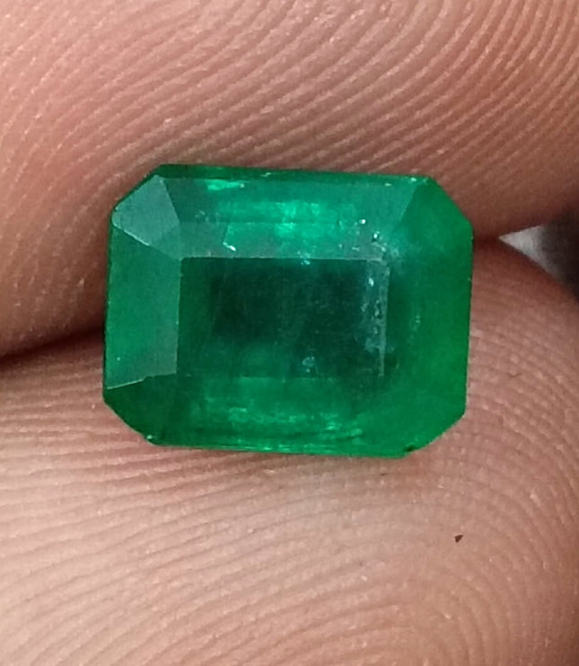 Zambian Emerald 2.19ct Certified Natural Deep Velvet Green Emerald Cut Loose Stone