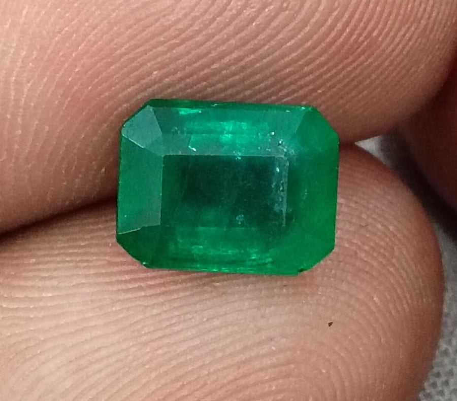 Zambian Emerald 2.19ct Certified Natural Deep Velvet Green Emerald Cut Loose Stone