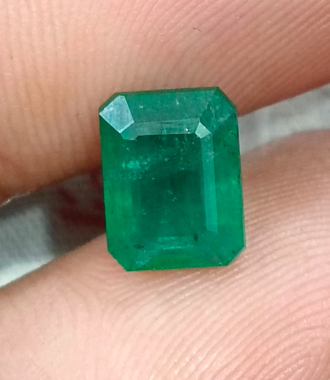 2.20ct Natural Emerald GSI Certified Deep Green Octagon Cut Loose Gemstone