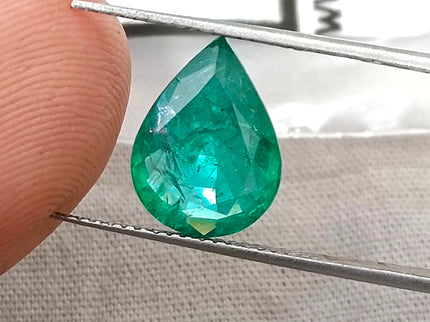 2.98ct Natural Emerald Medium Deep Green GSI Certified Pear Cut Loose Gemstone